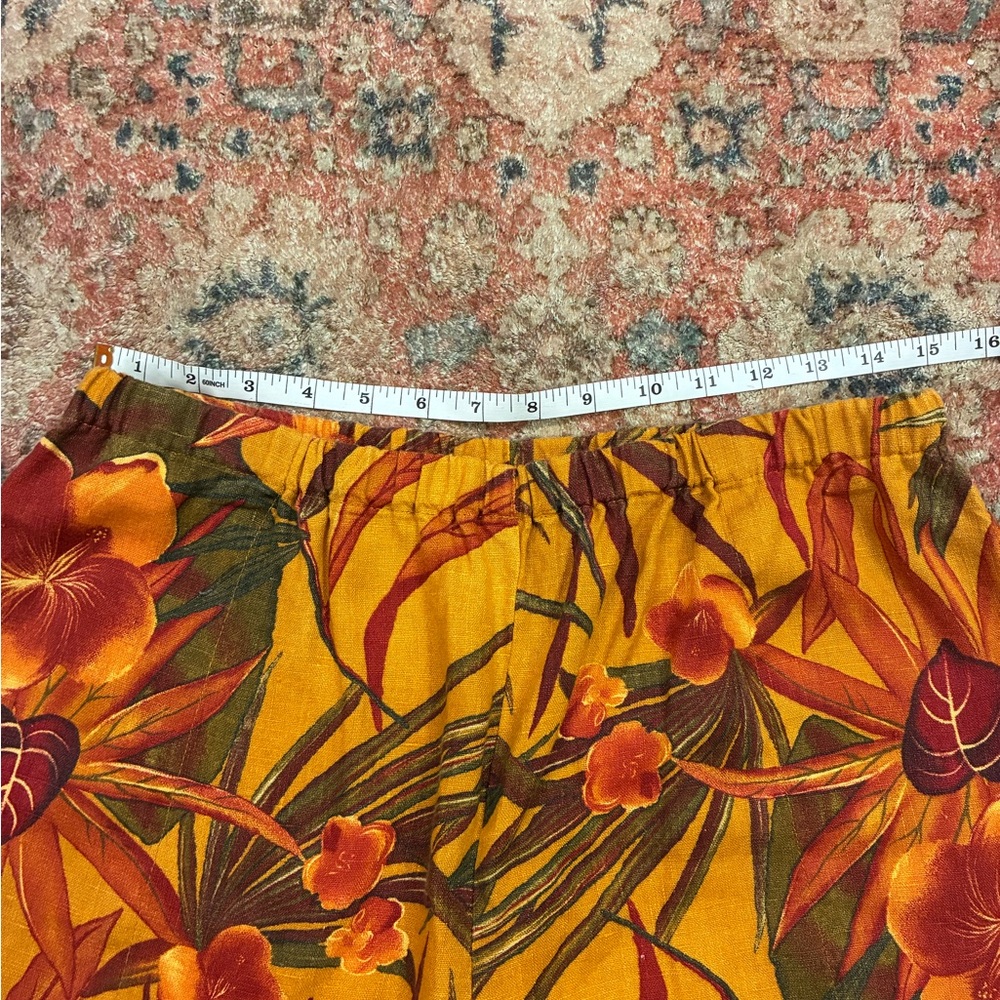 Chico's Mustard Yellow Tropical Floral Cropped Pants - Picture 3 of 6